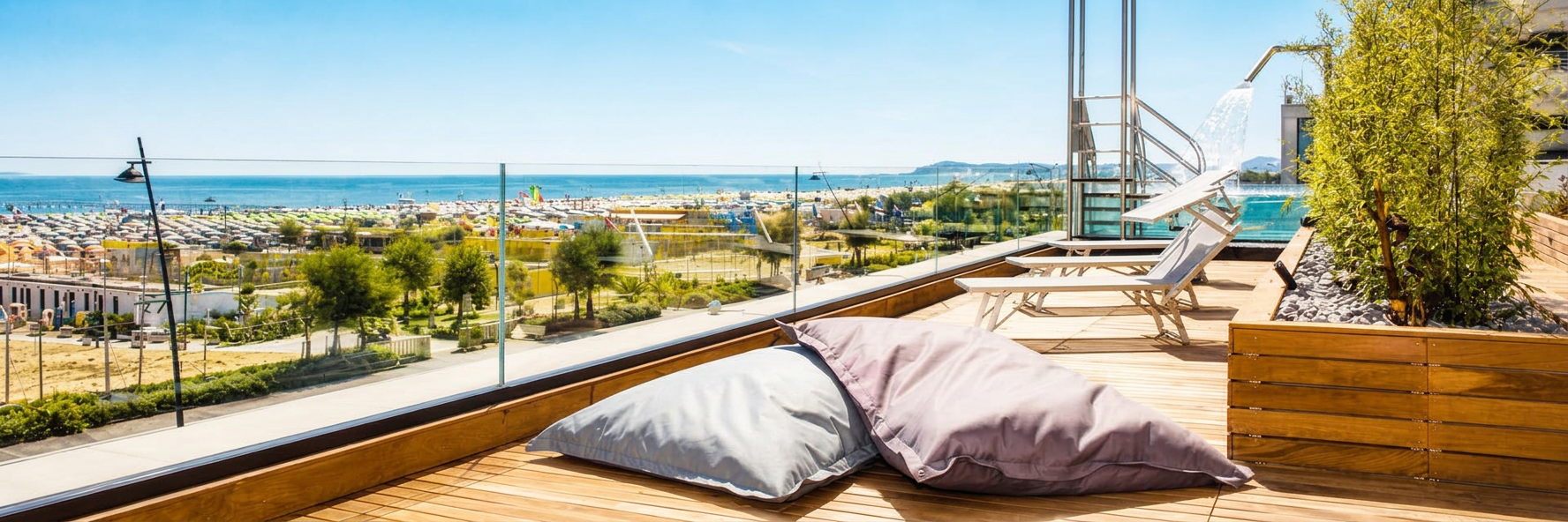 Hotel Corallo Rimini, vista mare al tramonto